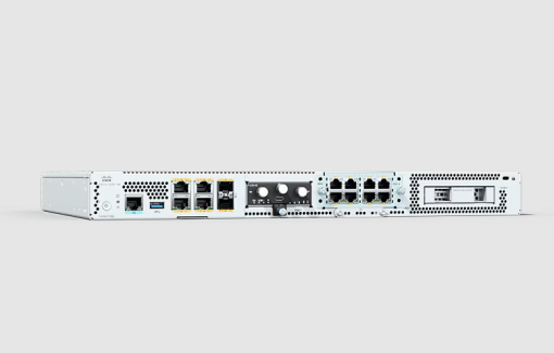 Cisco C8200-UCPE-1N8 white router with Ethernet ports and ventilation panel