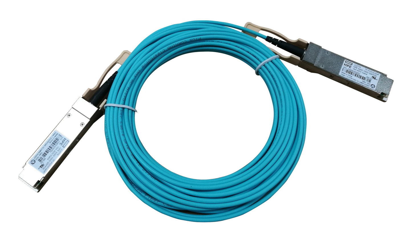 HPE JL277A 100G QSFP28 AOC blue fiber optic cable, 10m reach