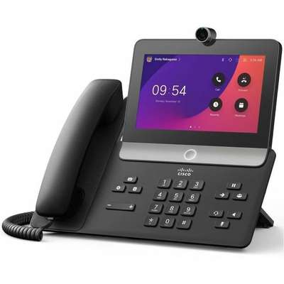 Cisco CP-8875NR-K9 black video IP deskphone with touchscreen and camera