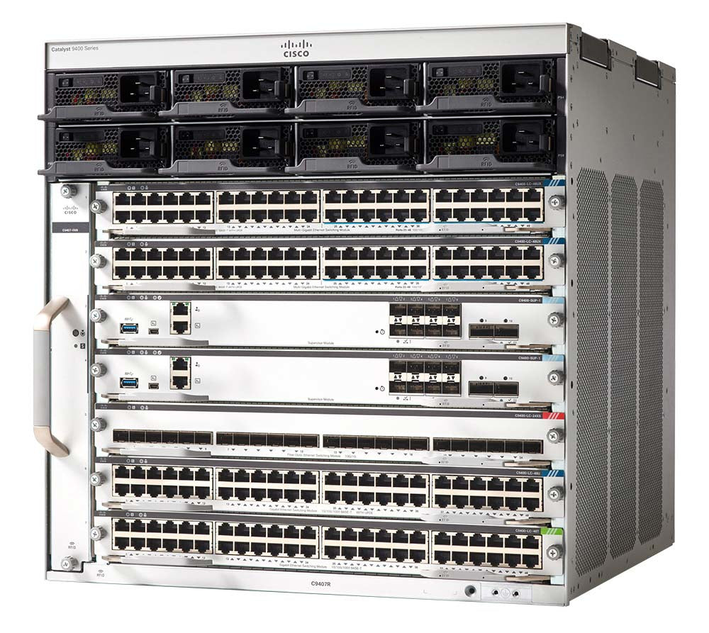 Cisco C9407R-96U-BNDL-E | 96x 1G RJ-45 | PoE: UPOE 60W | uplinks: modular 10/40G | license: DNA Essentials