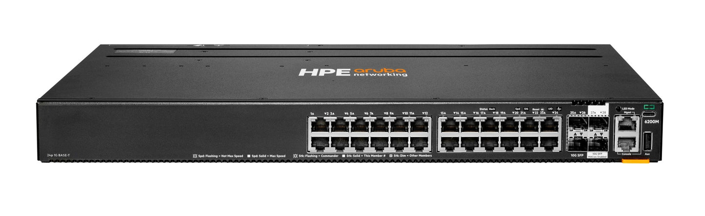 Aruba R8Q67A | 24x 1G RJ45, non‑PoE, 4x 10G SFP+ uplinks, L3 access, 1U
