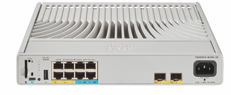 Cisco C9200CX-8UXG-2X-E | 8x 1G (4x mGig) UPoE | 2x 10G SFP+ uplinks | Network Essentials
