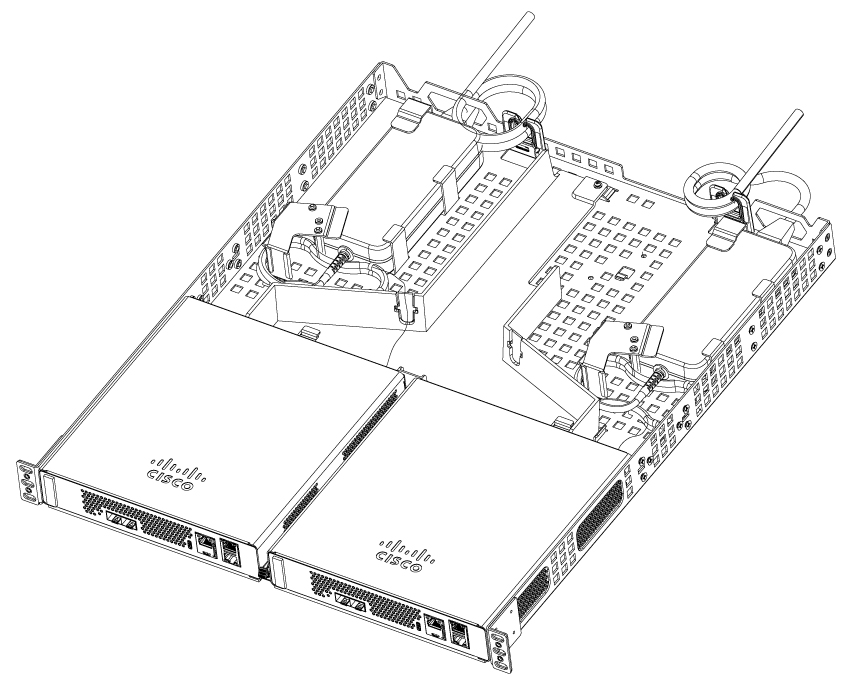 Meraki cw9800l-rmnt rack mount tray for cw9800l wireless controller with two front panels and visible internal components