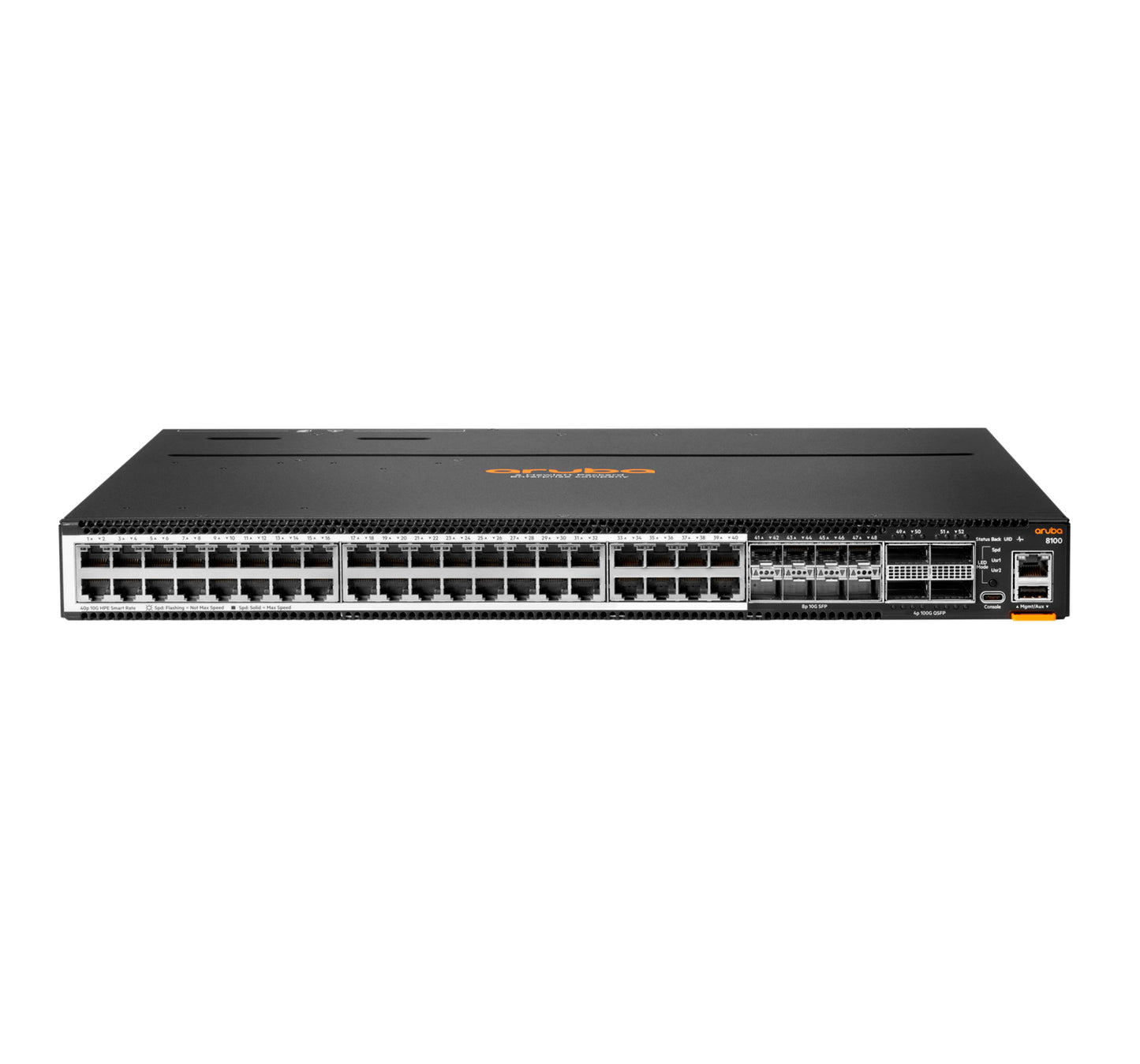 Aruba R9W93A#ABG | 1U switch | 40x10GBASE-T + 8x10G SFP+ access, non-PoE | 4x40/100G QSFP28 uplinks | dual AC PSUs, back-to-front airflow | AOS-CX L3 Base