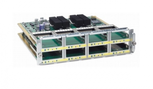 Cisco WS-X4908-10GE silver black 8-port 10GbE X2 switch with green circuitry