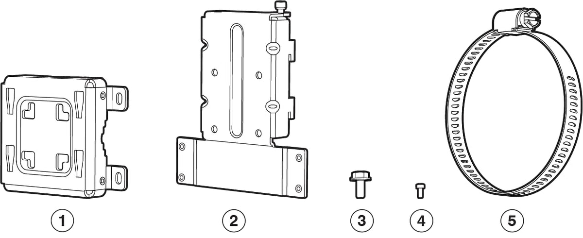 Black metal Meraki CW-MNT-VERT3 mounting bracket with integrated screw holes and side tabs for vertical pole and wall mount