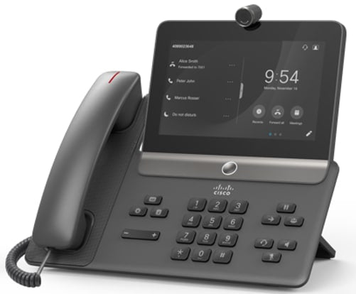 Cisco CP-8875-K9 | Video phone, touchscreen, HD camera, 2x GigE, Wi‑Fi/Bluetooth, PoE
