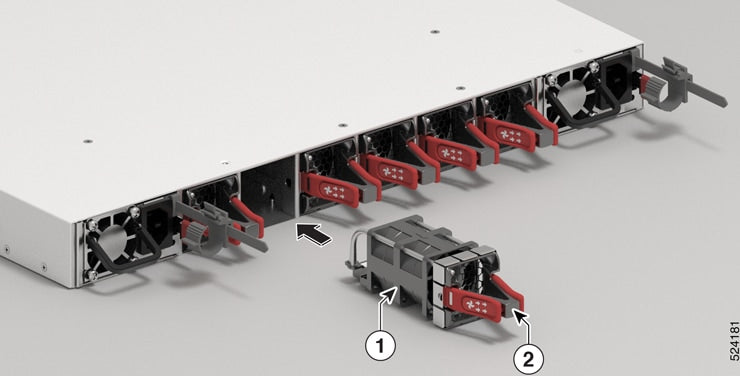 Cisco FAN-PI-V3 fan module in white and red server rack for data centers