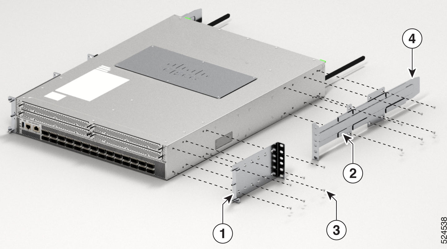 Cisco 8K-2RU-KIT-S | 2RU fixed installation kit — short rails | 19-inch rack | for 8000 2RU chassis | mount kit