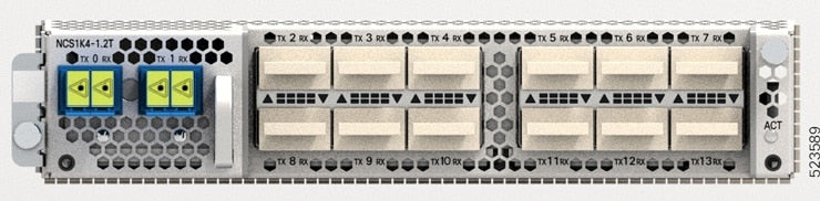 Cisco NCS1K4-1.2T-CW-K9 silver rack with 100G QSFP28 and DWDM trunks