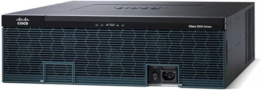 Cisco 3945 HSEC+/K9 router with black silver honeycomb front