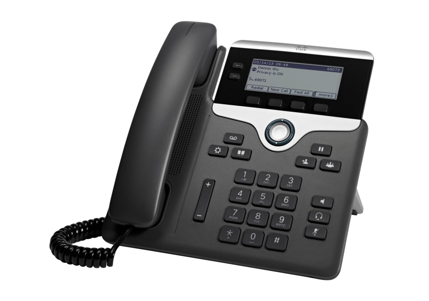 Cisco CP-7821-K9 | 2-line IP deskphone, 2x 10/100 LAN (1x uplink, 1x PC), PoE Class 1, 3.5in grayscale display, enterprise firmware