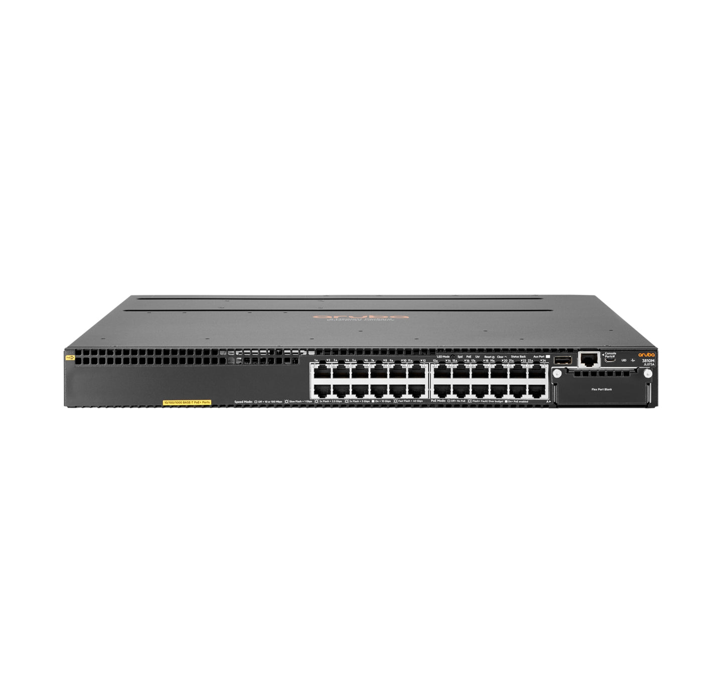 Aruba JL073A | 24x 1G PoE+ (802.3at, Class 4) | 1x modular uplink slot (options: 4x10G SFP+ or 2x40G QSFP+) | enterprise L3, no license required