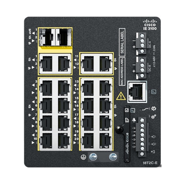 Cisco IE-3100-18T2C-CC-E | 18x 1G RJ45 | 2x 1G combo uplinks | no PoE | Network Essentials | conformal coating