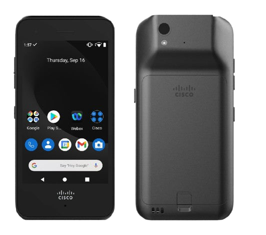 Cisco CP-840-K9 | 4" Android 10 Wi‑Fi handset | 3 GB RAM, 32 GB storage | 3040 mAh | USB‑C | WW phone + battery