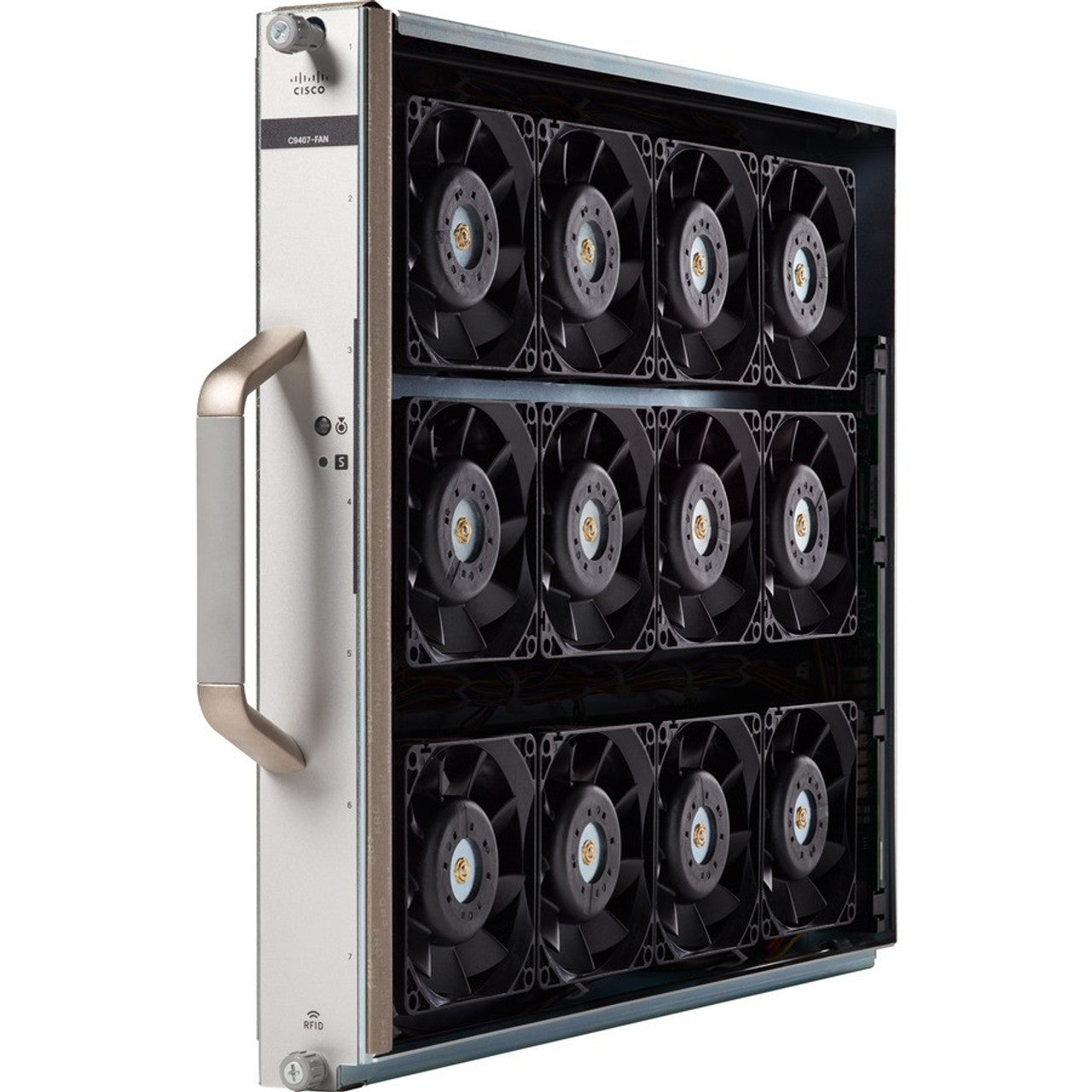 Cisco C9407-FAN 7-slot chassis fan tray in silver black rack