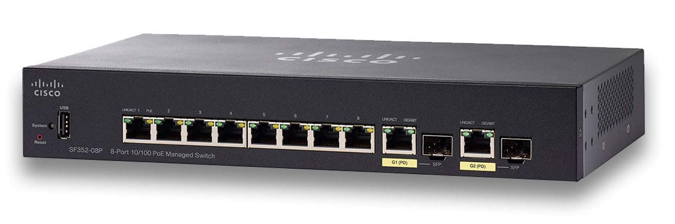 Cisco SF352-08P-K9-AU 8-port PoE+ switch with 2 SFP uplinks