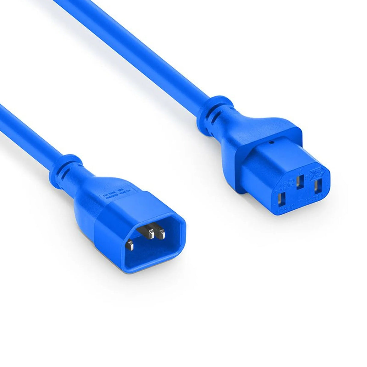 Blue braided IEC C13 to C14 power cable, 250V 10A, 1-5m