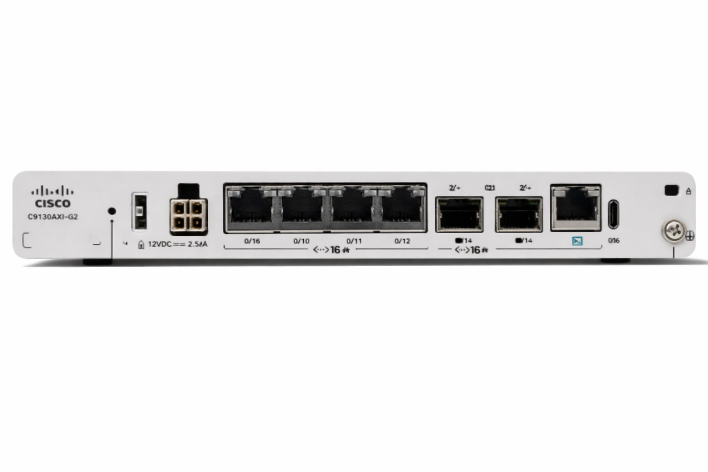 Cisco C9130AXI-G2 switch back with Ethernet ports, power input, 4GB RAM