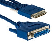 Blue SCSI cable with 50-pin connectors and ferrite core for Cisco CAB-HD4-232FC