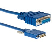 Cisco CAB-SS-X21FC blue DB9 serial cable with rubber boot and metal X.21 connector
