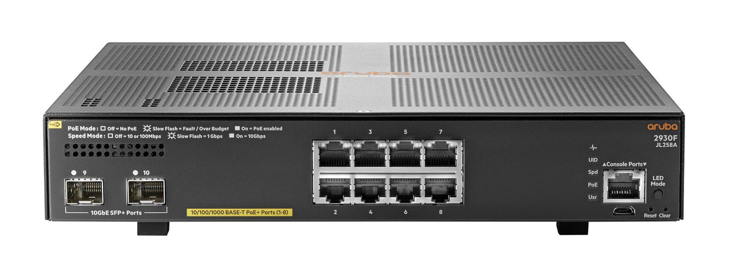 Aruba JL258AR#ABG | 8x 1G PoE+ | 2x 10G SFP+ uplinks | L3 managed | license-free