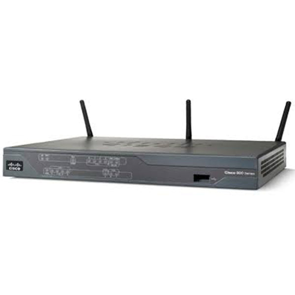 Cisco 3945 router with dual antennas and sleek black design