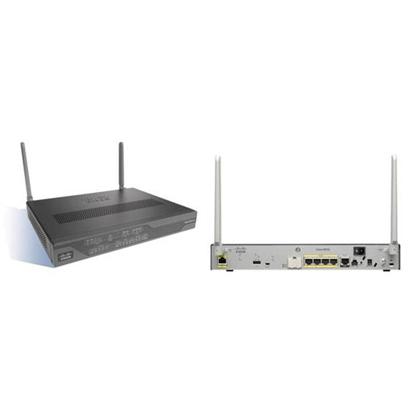 Cisco 881GW-GN-A-K9 router with dual antennas, Ethernet ports, 3G WWAN, and 802.11n Wi-Fi