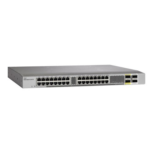 Cisco N2K-C2332TQ silver switch with black RJ45 ports