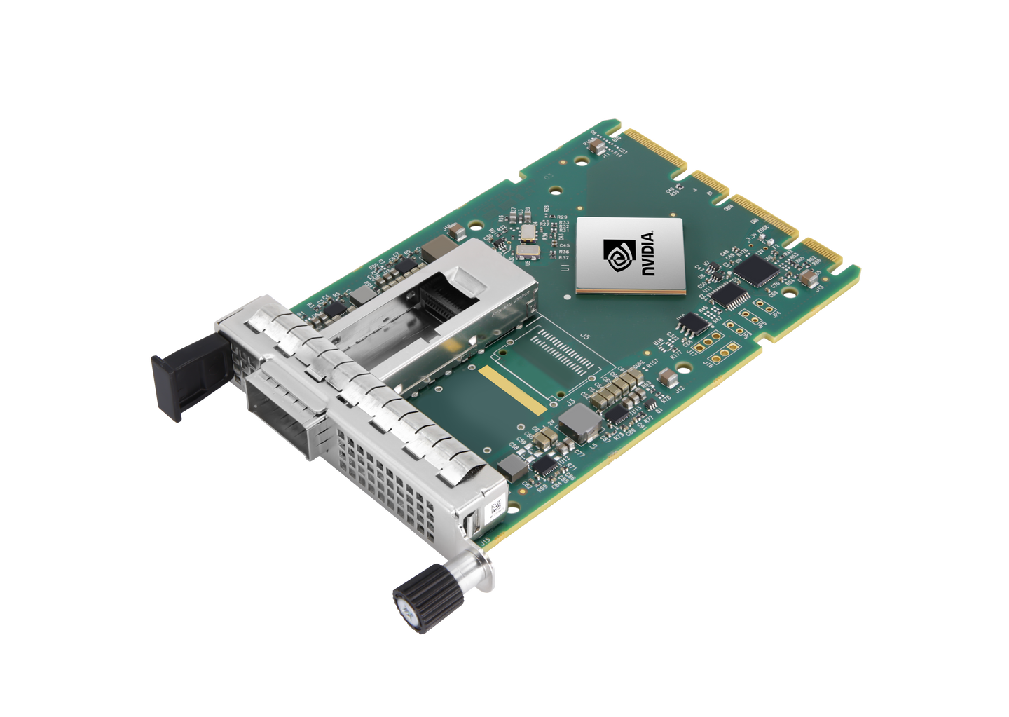 NVIDIA ConnectX-6 Dx 100GbE green adapter card with silver connectors