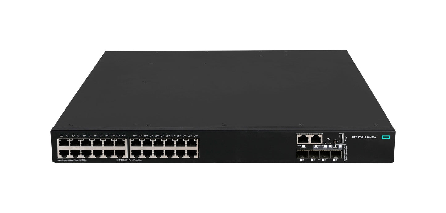 HPE R8M28A black Cisco switch with 24x 1G RJ45 ports