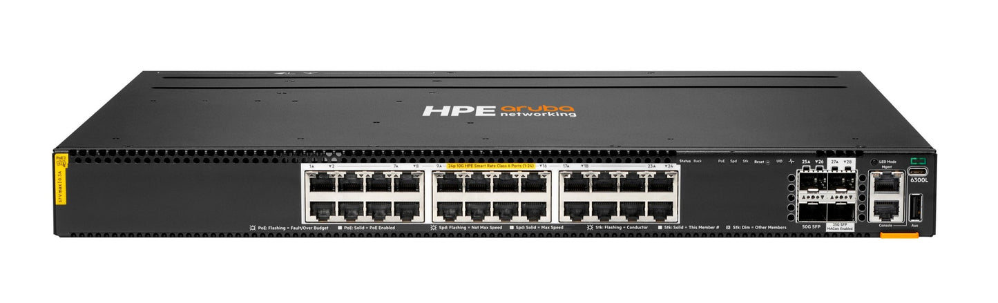 Aruba S3L75A | 24x mGig 1/2.5/5/10G, PoE Class 6, 4x uplinks (2x50G SFP56 + 2x25G SFP28), AOS-CX L2 (no feature license)