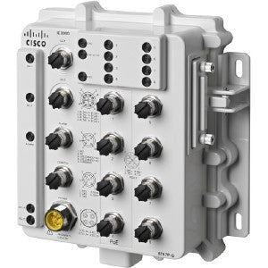 Cisco IE-2000-8T67P-G-E industrial L2 switch with 8x 10/100 M12 PoE+ ports