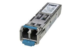 Cisco GLC-LH-SM 1G SFP transceiver module in blue and silver