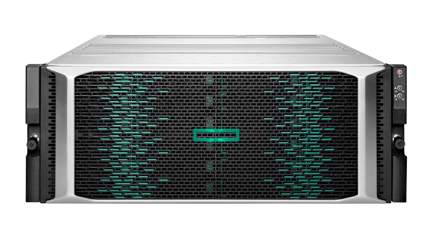 Aruba R4U31A silver server rack with green LEDs and perforated panel
