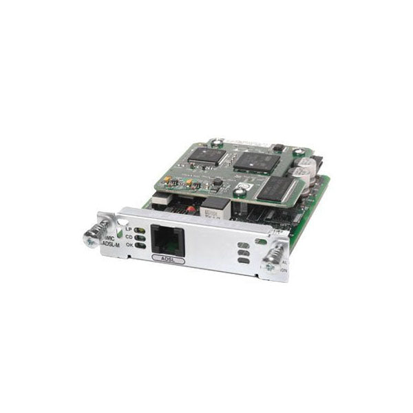 Cisco HWIC-1ADSL-M router module with green PCB and black components