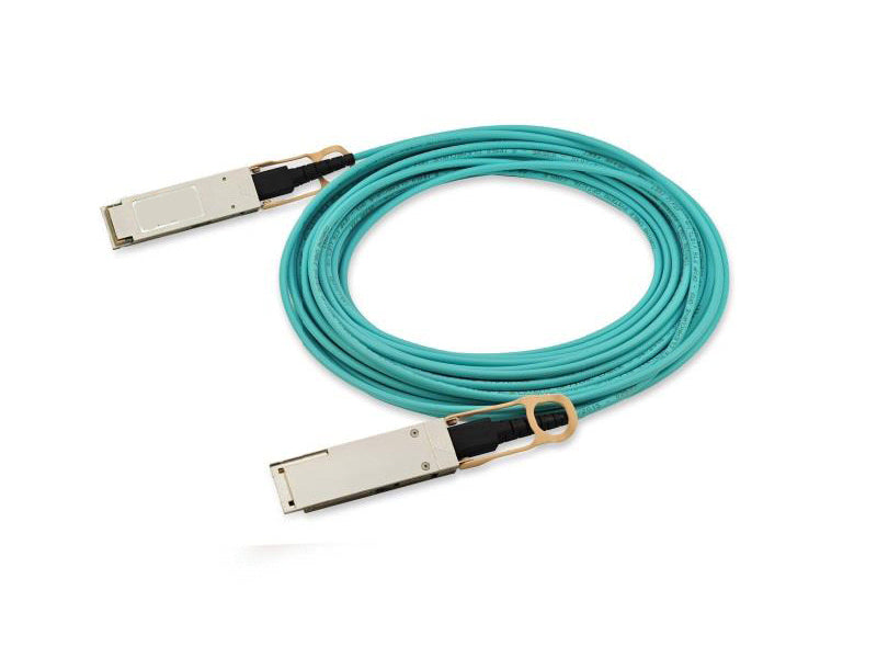 Aruba R0Z28A 100G QSFP28 fiber optic cable connector in teal and gold