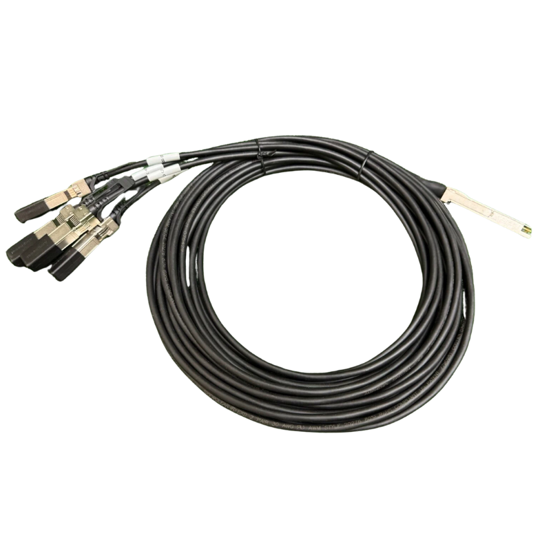 HPE JL283A 100G QSFP28 to 4x25G SFP28 DAC breakout cable, 3m black twinax