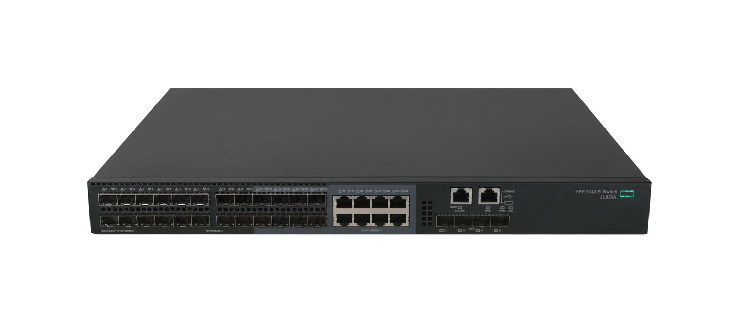 HPE JL826A black Cisco-style switch with 24x 1G SFP ports