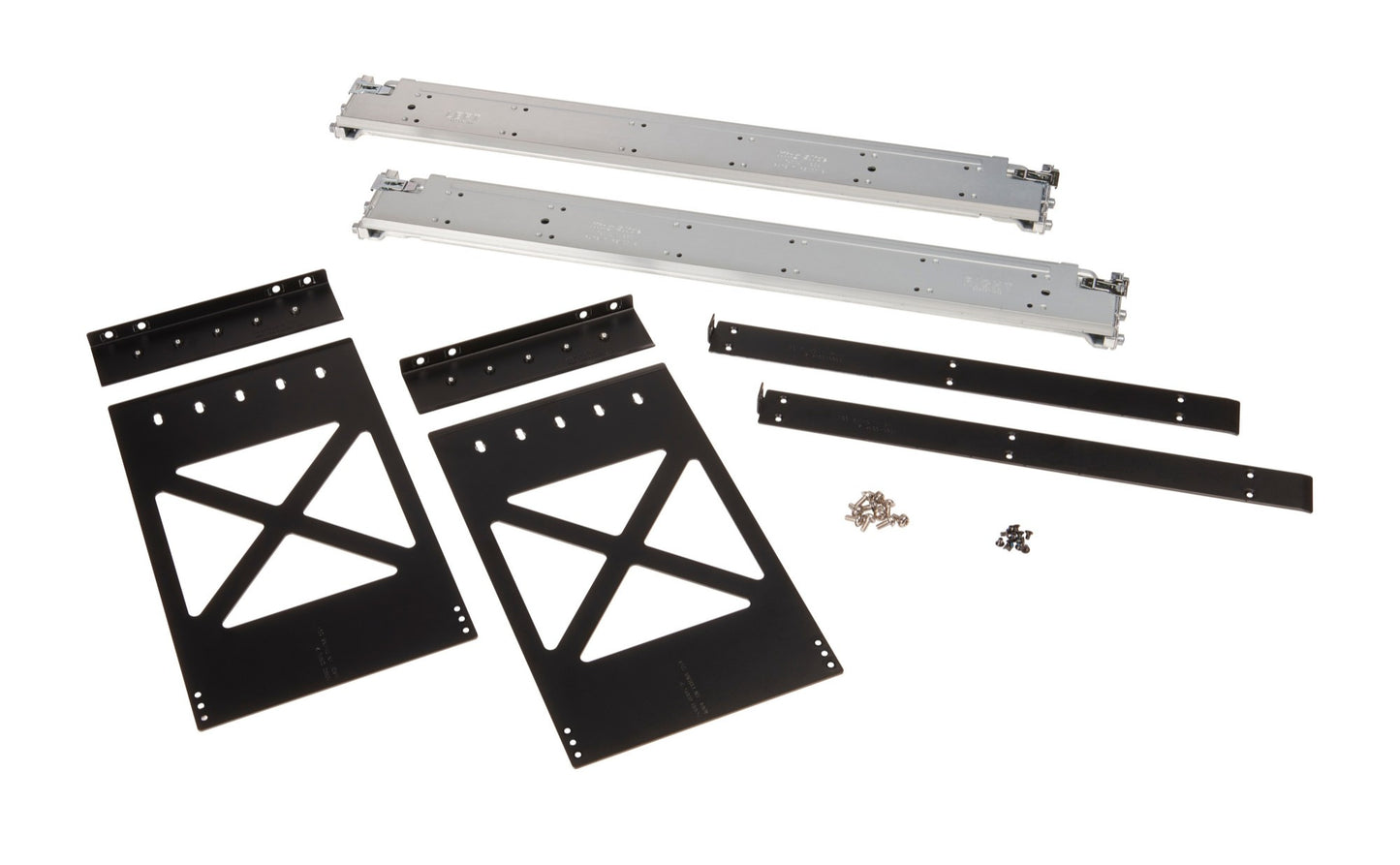 Aruba R0X37A 4-post rack mount kit for CX 6400 chassis, black metal with silver accents
