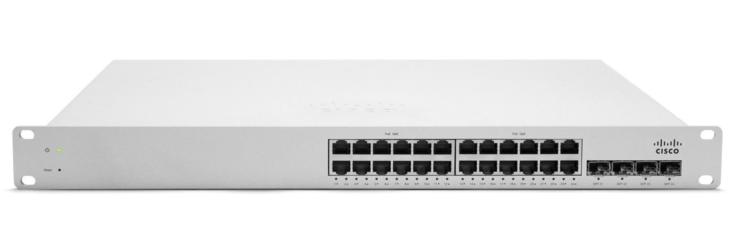 Meraki MS320-24-HW | L3 24x 1G (non-PoE), 4x 10G SFP+ uplinks, cloud-managed license: Enterprise