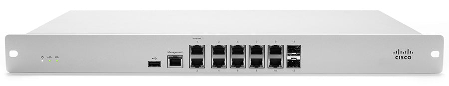 Meraki MX84-HW | Cloud-managed security appliance | SD-WAN + Auto VPN | 2x 1G WAN, 8x 1G LAN, 2x 1G SFP (LAN) | USB 4G failover | HA warm spare
