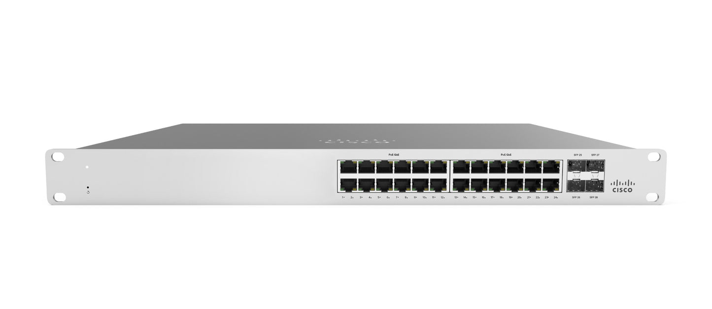 Meraki MS120-24-HW | 24x 1G access, non‑PoE | 4x 1G SFP uplinks | L2 cloud‑managed access switch | License: Enterprise
