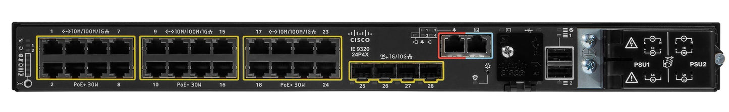 Cisco IE-9320-24P4X-E | 24x 1G PoE+ (650W), 4x 10G SFP+ uplinks, L2/L3