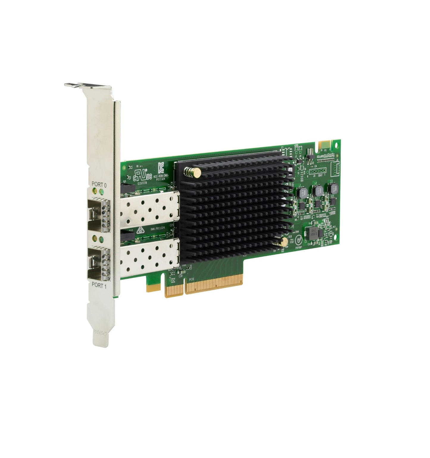 HPE R7N78A 64G Fibre Channel HBA with green black heatsink and silver bracket