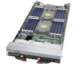 Silver supermicro sbi-620p-1c3n motherboard with four cpu sockets and multiple blue ram slots for xeon scalable server