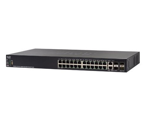 Cisco SG550X-24-K9 24-port 1G switch with 10G uplinks and sleek black design