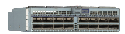 Gray metal arista dcs-7368-16c 16-port 100g qsfp28 line card with mds front panel and ventilation slots