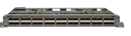 Gray metal arista dcs-7500r2-36cq-lc network switch with 36 ports and rectangular industrial design