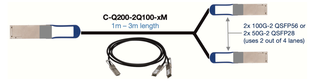 Arista CAB-O-2Q-200G-3M 200G to 2x100G OSFP to 2x QSFP28 DAC cable, 3m